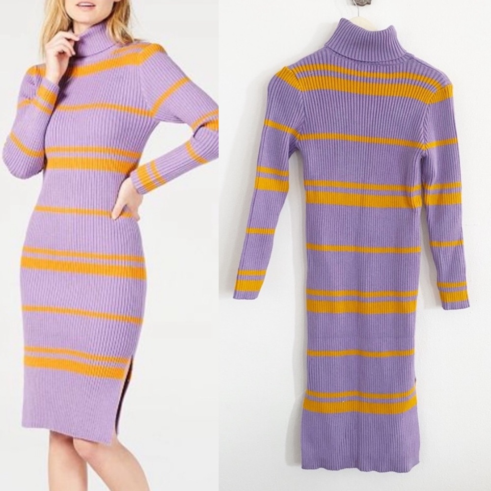 Moon River Striped Lavender Julissa sweater Dress - Picture 1 of 5
